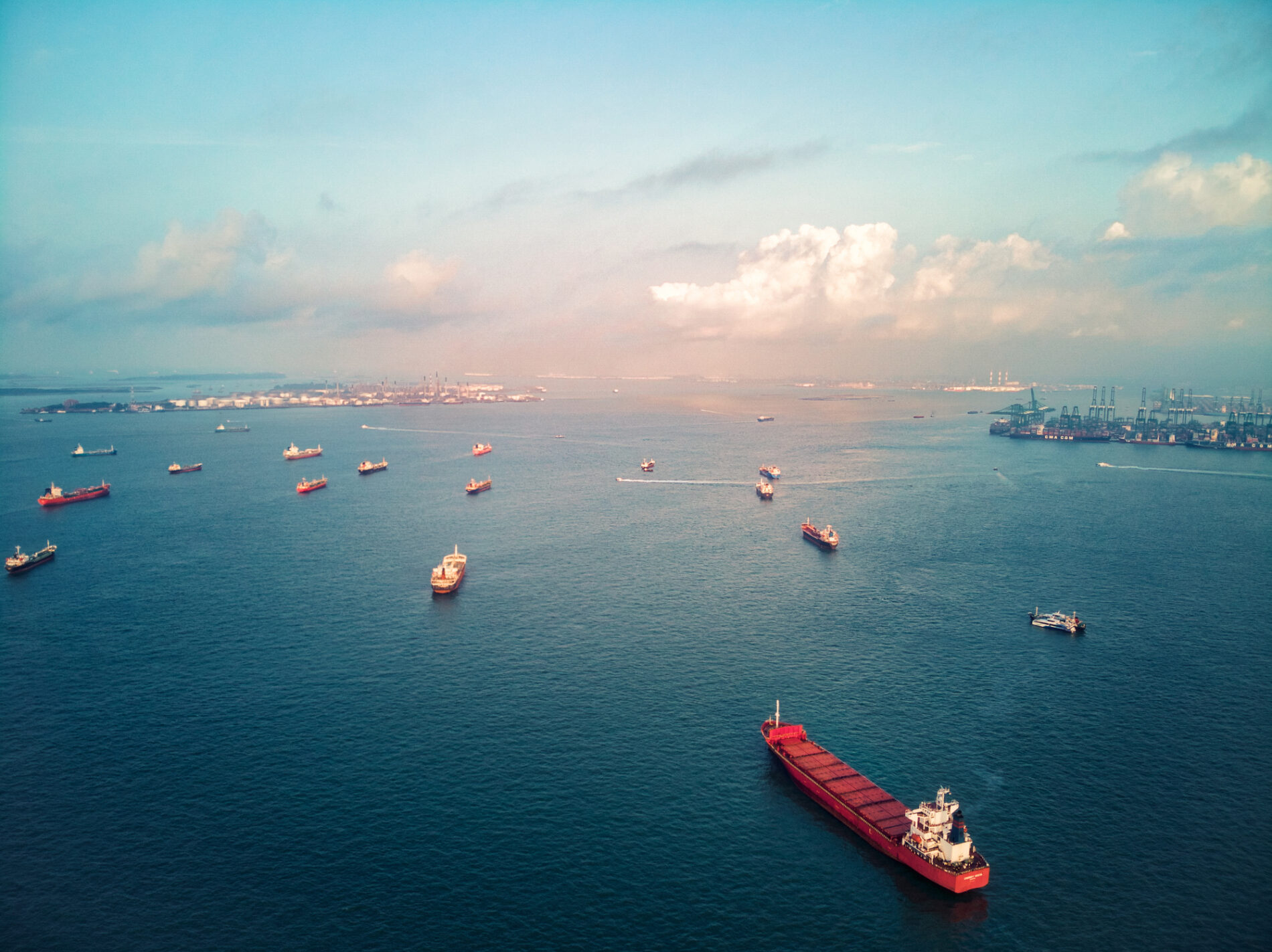 Cargo ships close to Singapore. Photo credit: SW Photography / Getty images