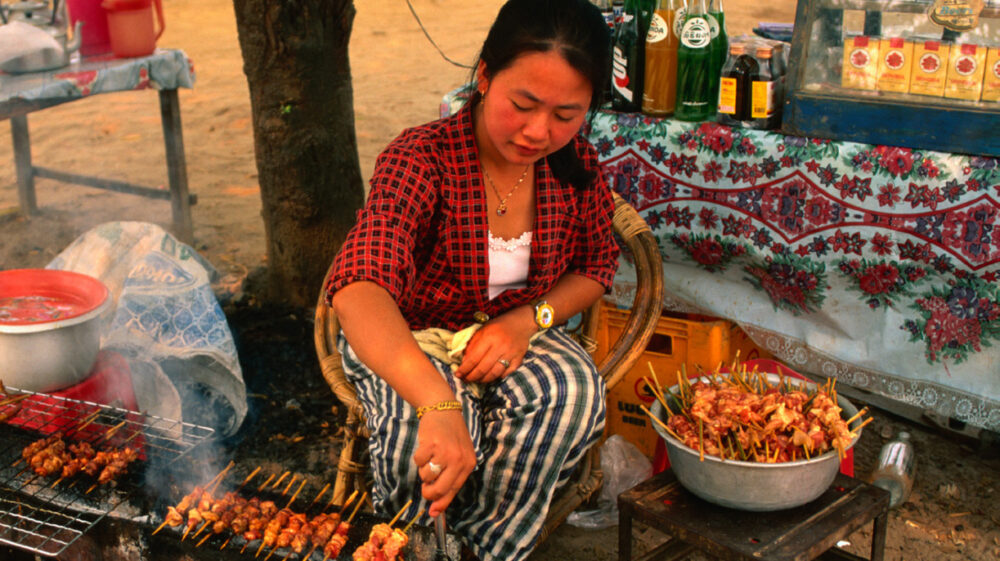 Streetside grill in Luang Prabang