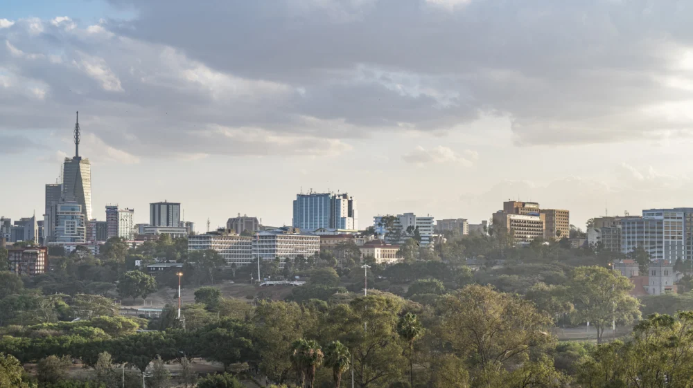 Modern buildings downtown Nairobi, Kenya.