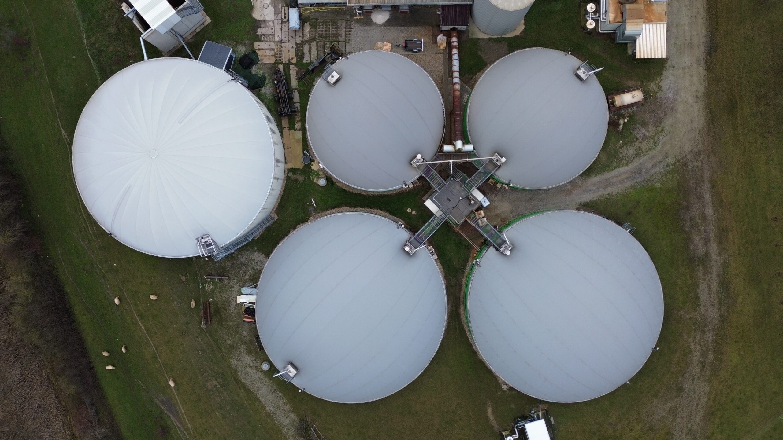 Biogas plant from above, Grasleben, Grasleben, Deutschland