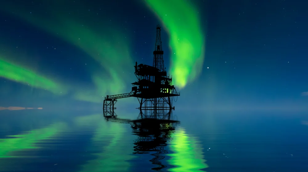 Oil platform at sea.