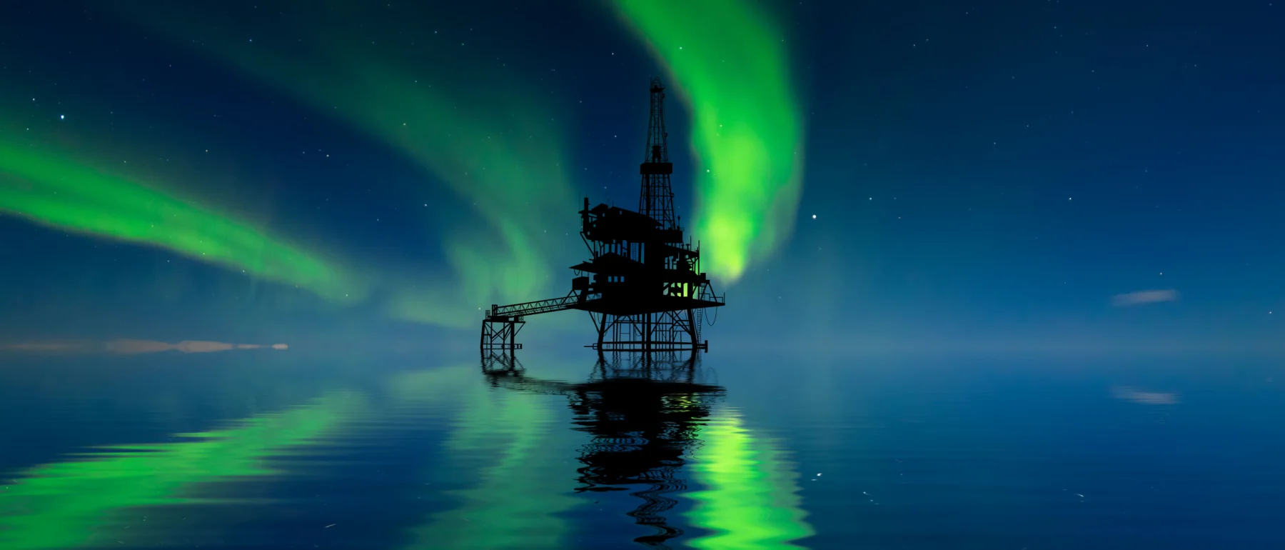 Oil platform at sea.