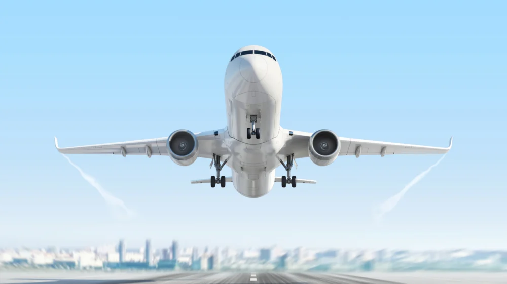 Passenger airplane taking off