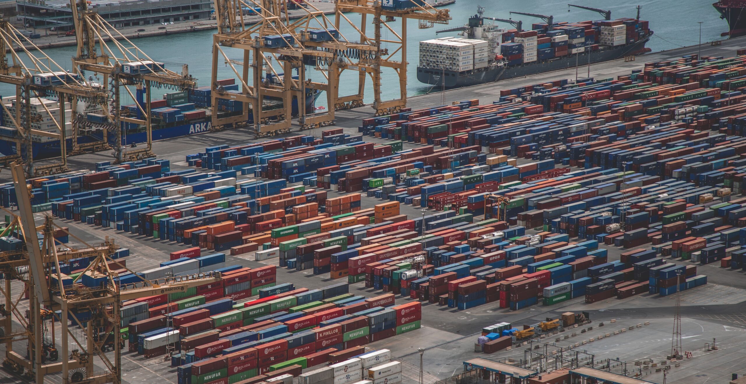 Intermodal containers on dock, Barcelona