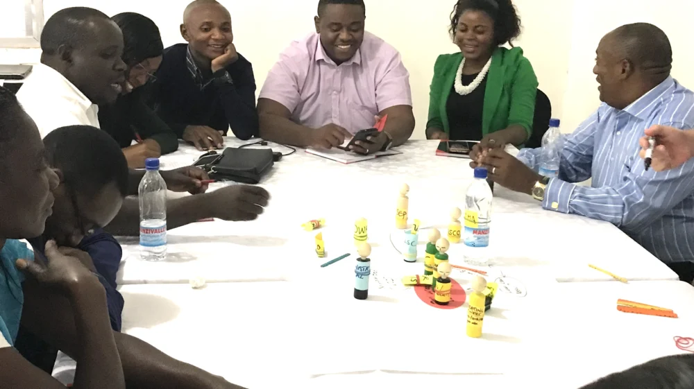 Participants in a Learning Lab in Lusaka played a game to explore water supply and sanitation issues in Lusaka.