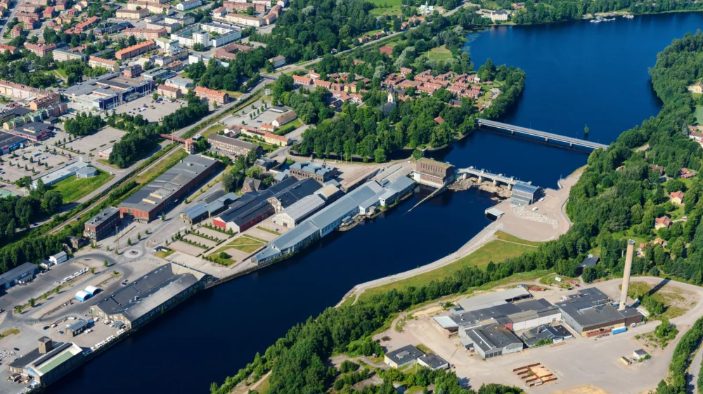 Aerial view of Avesta, Dalalven, Dalarna, Sweden