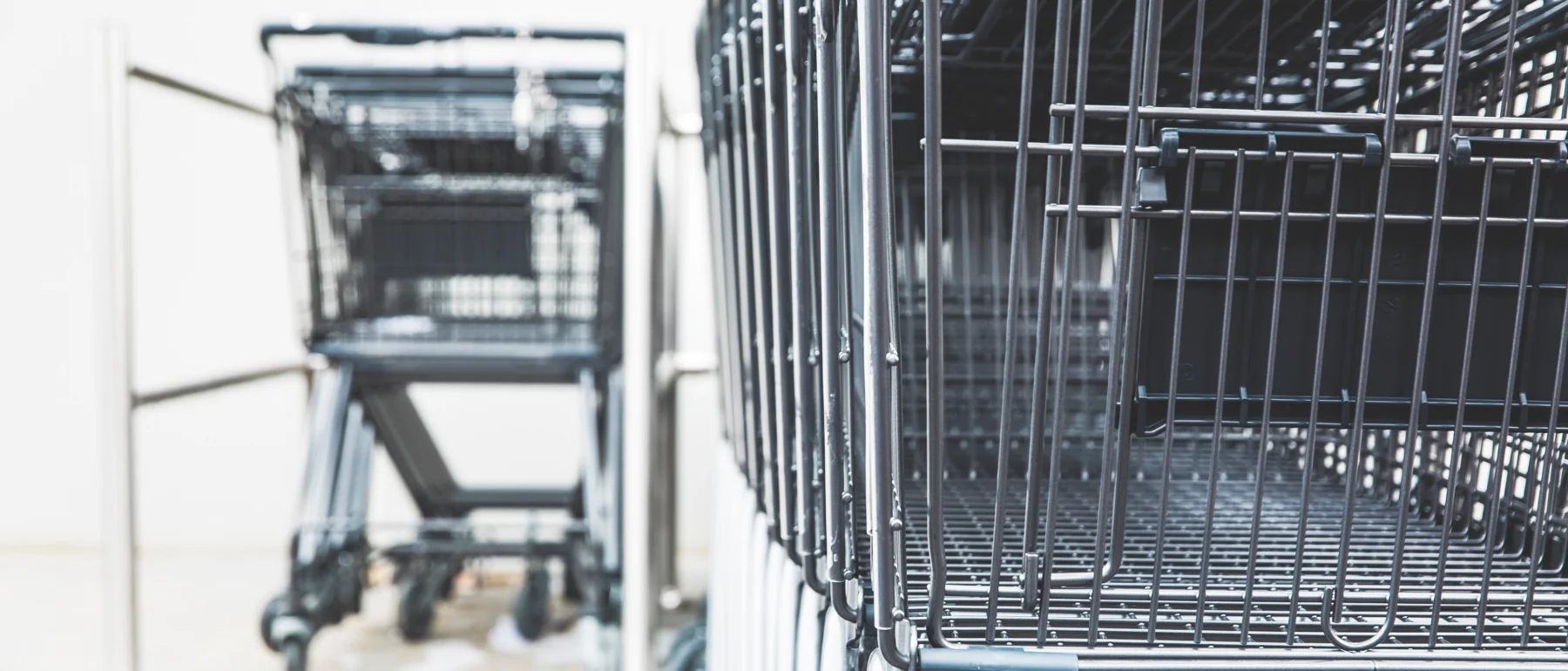 two rows of shopping carts