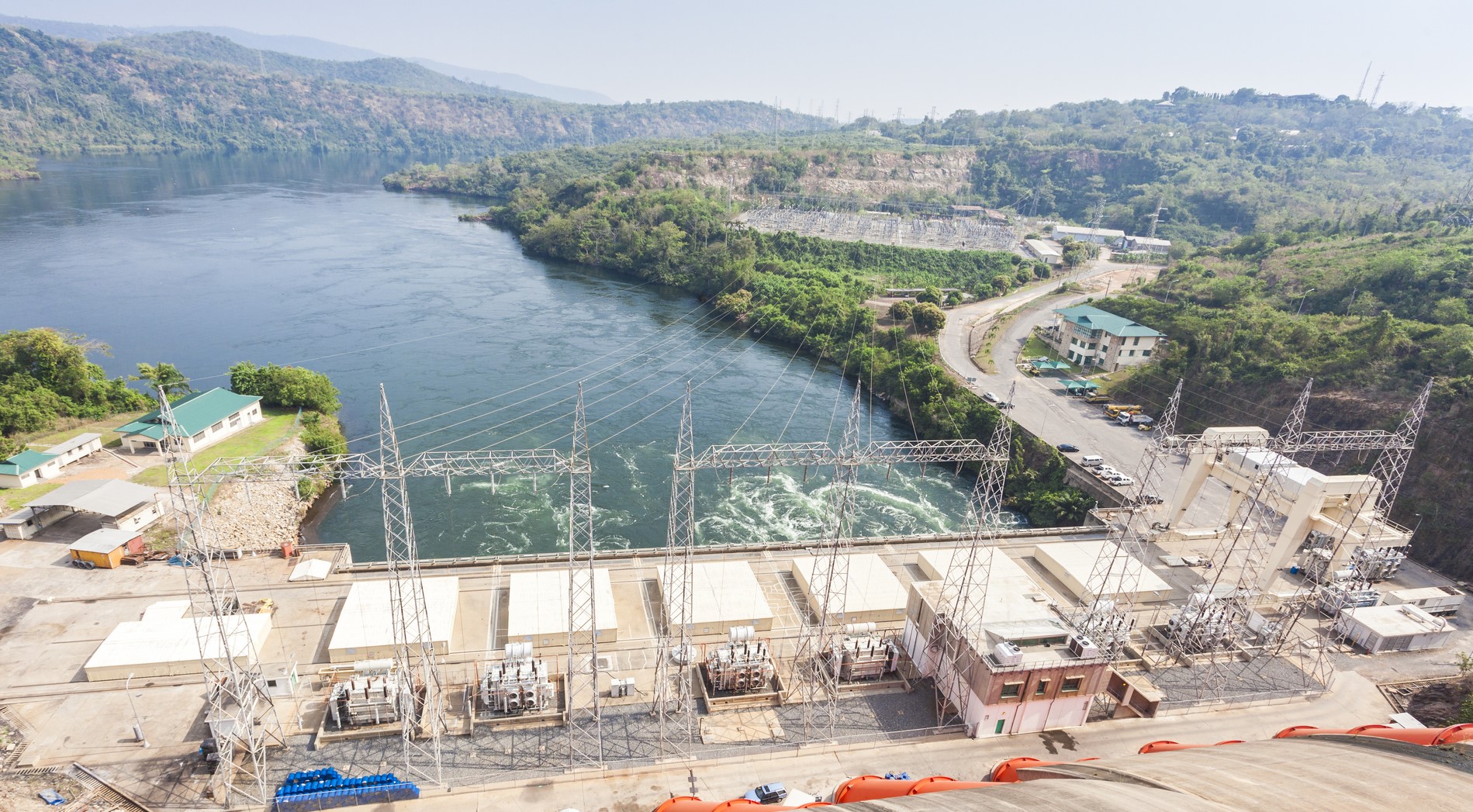 Akosombo Power Station supplies almost whole Ghana and half of Togo with energy, West Africa.