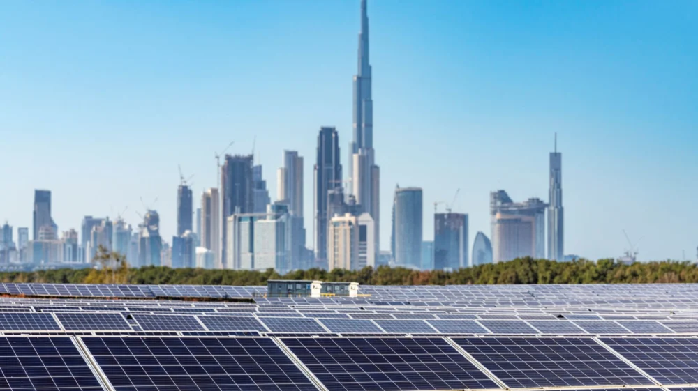 Solar panels in Dubai, United Arab Emirates.