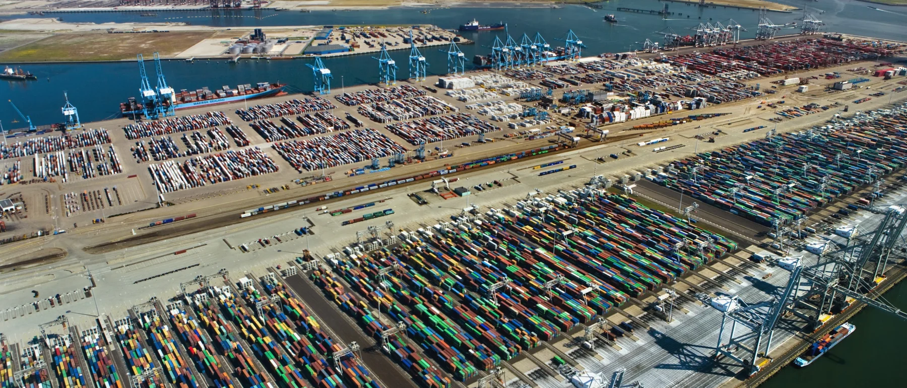 Aerial view of the Port of Rotterdam, The Netherlands.