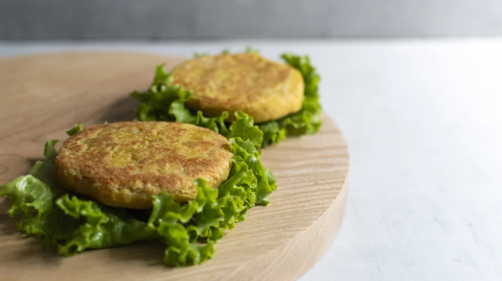 Fresh vegan chickpea burgers,