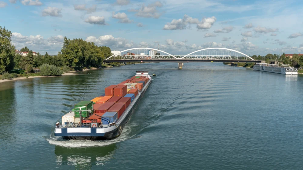 Barge transporting goods