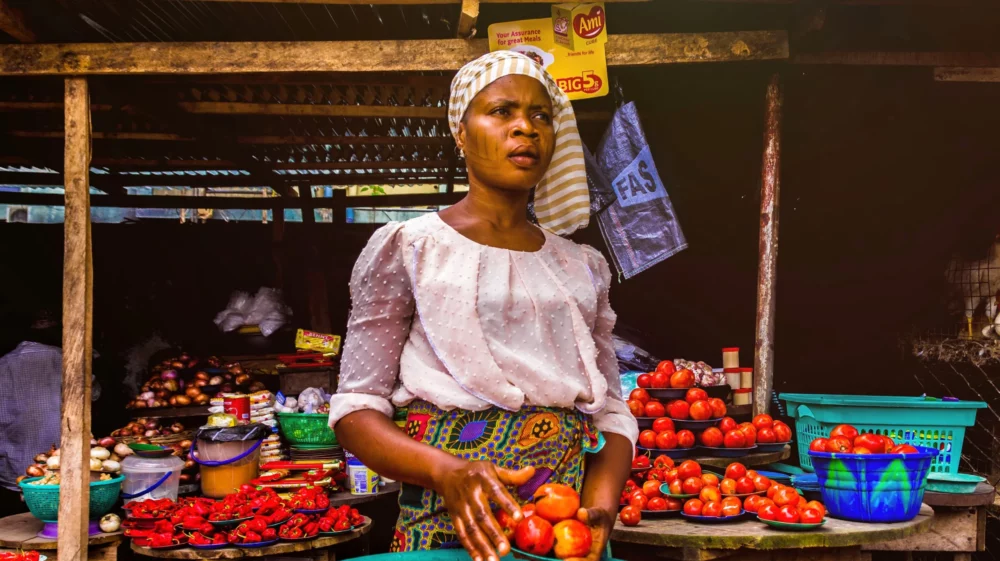 Woman selling produce in the market