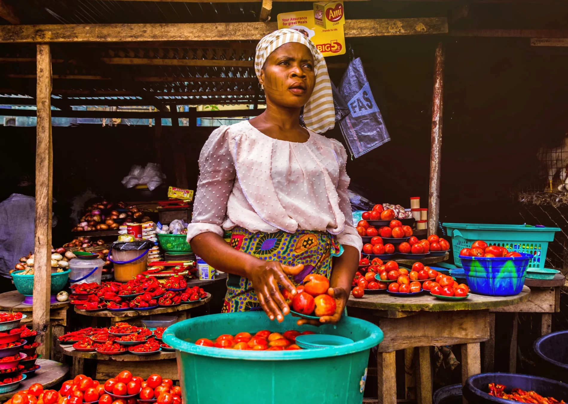 Woman selling produce in the market