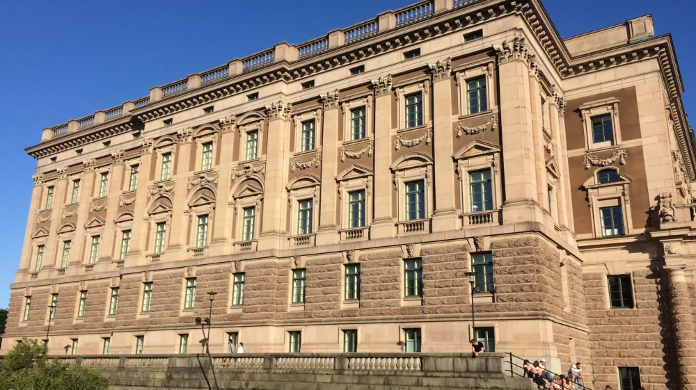 A photograph of the Riksdag in Stockholm, Sweden.