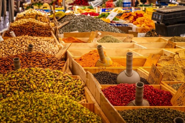 A busy market stall