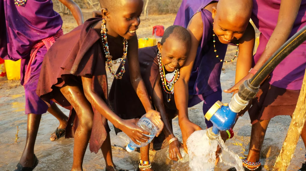 Children fetching water