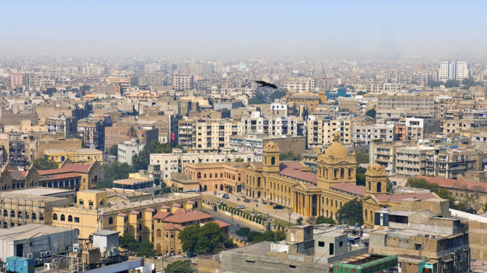 High-angle view of a district in Karachi, Pakistan.