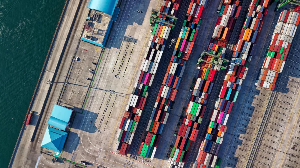 Aerial View Photography of Container Van Lot. Penjaringan, Daerah Khusus Ibukota Jakarta, Indonesia