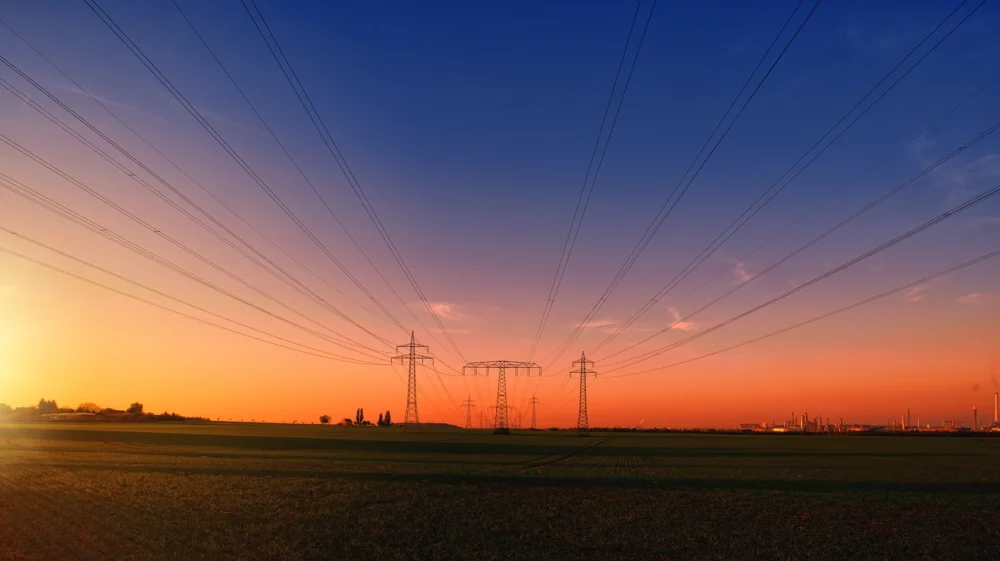 Sunset, Countryside, Power lines image