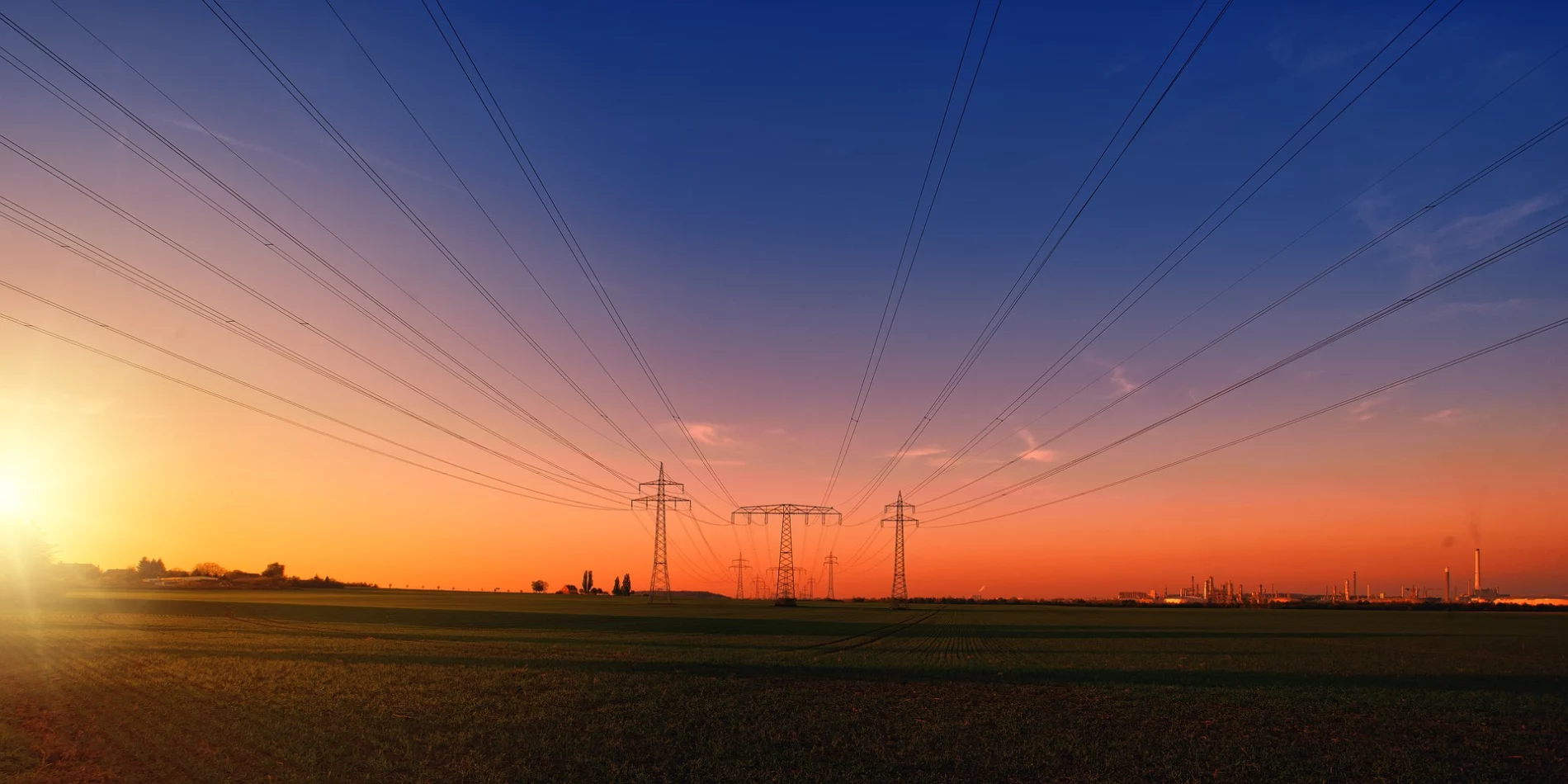 Sunset, Countryside, Power lines image