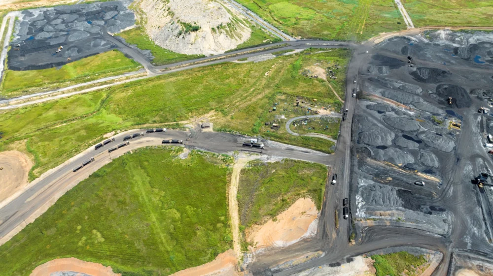 Aerial view of coal mine in South Africa