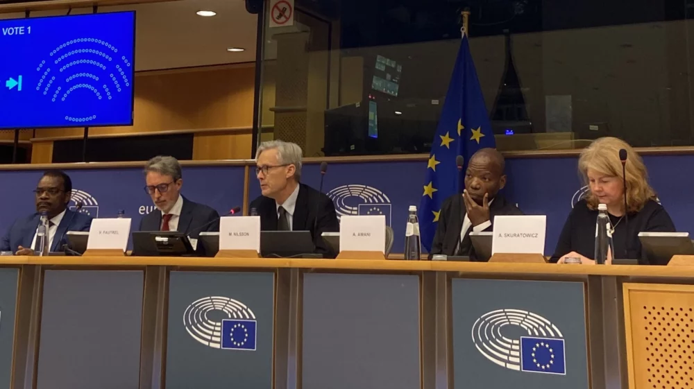 Launch of the ERASuD Alliance in Brussels with SEI Executive Director Måns NIlsson (3rd from left). Photo: Tim Suljada /SEI.