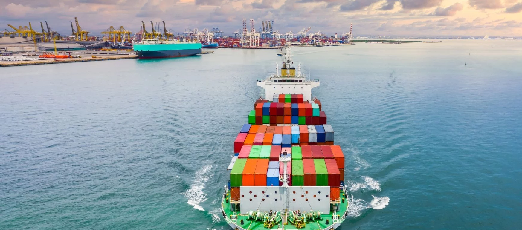 Container cargo vessel in Thailand.
