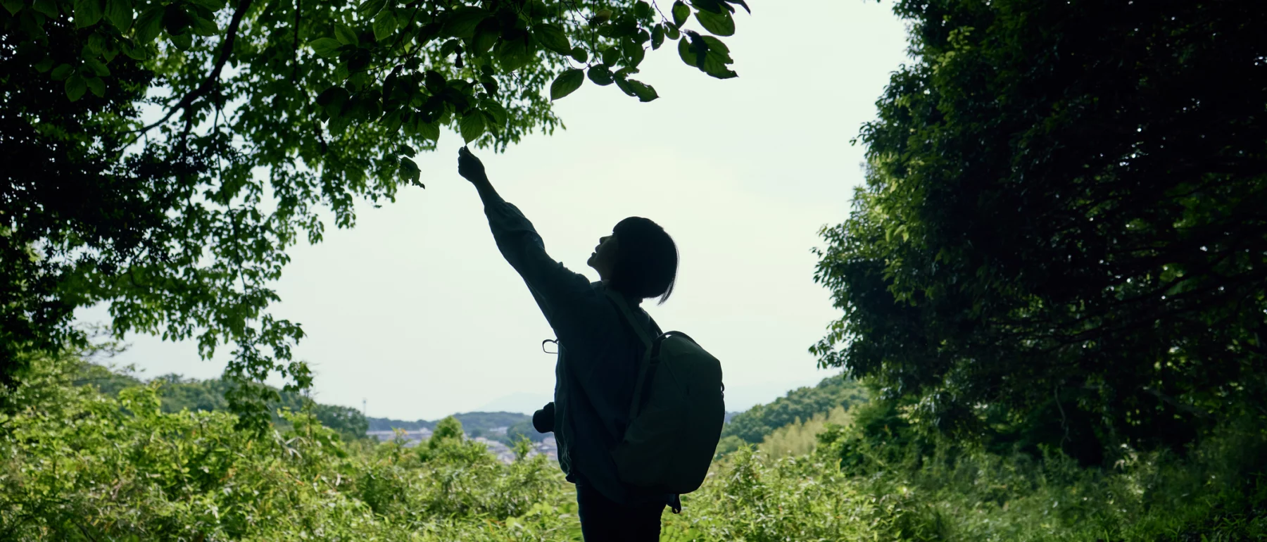 Silhouette of a woman in a beautiful remote area of Tokyo