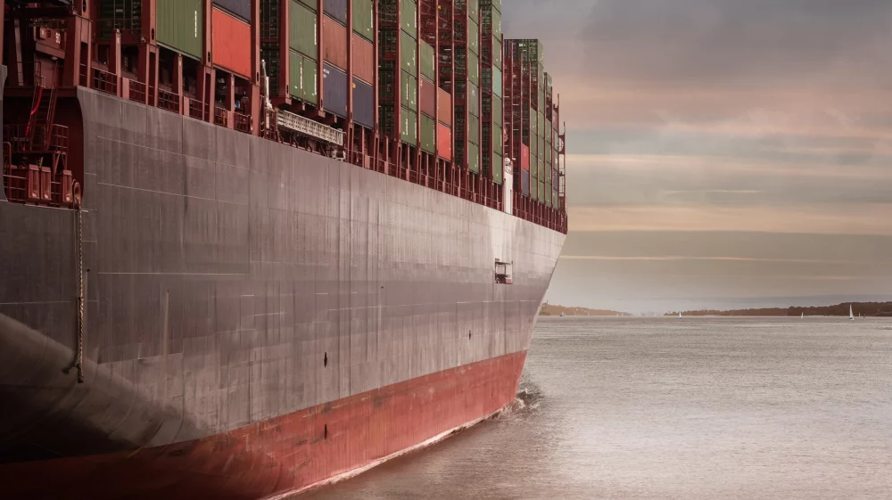 A container ship at port