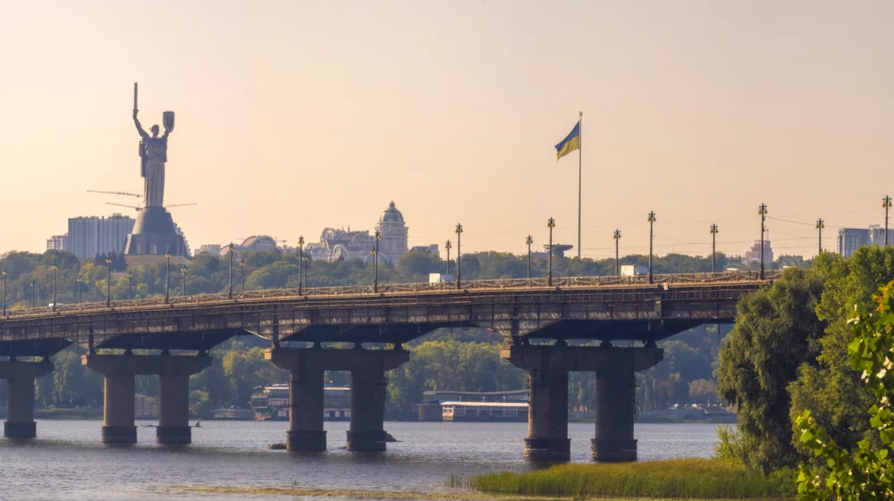 Motherland Mother monument, famous Kyiv cityspape view