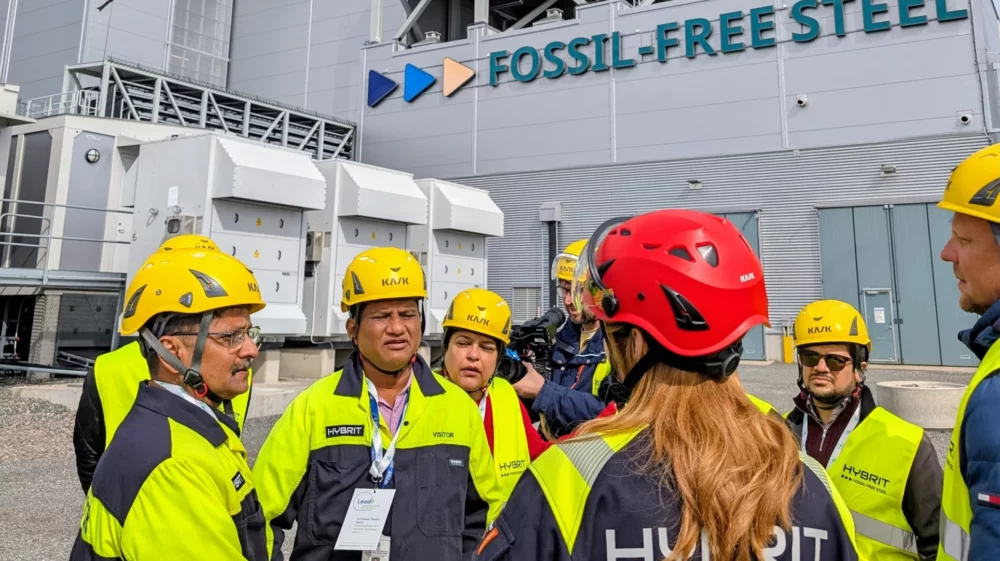 The Indian delegation visiting the HYBRIT green steel facility in Luleå, Sweden