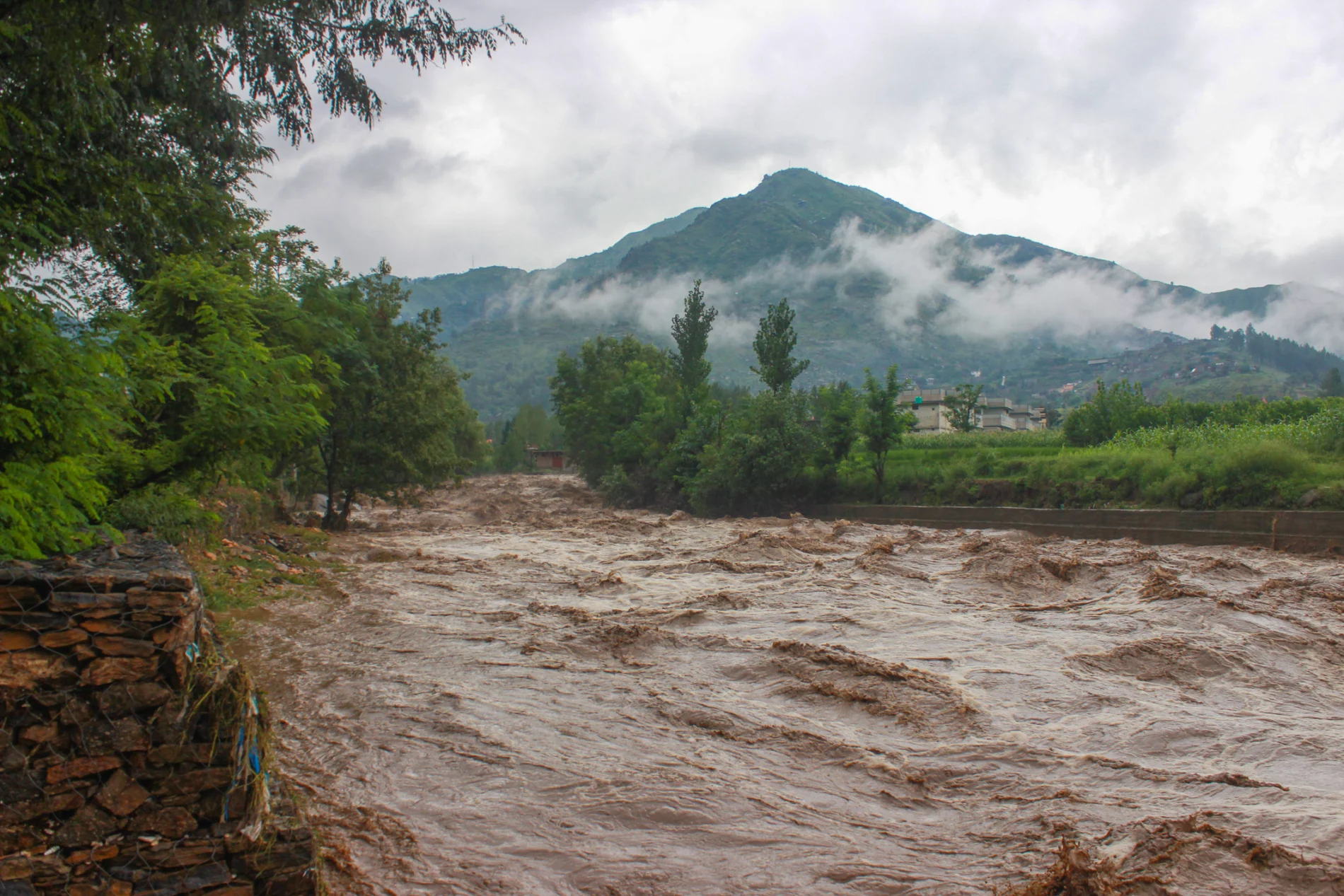 Heavy Flood after Heavy Rain In the Local Stream in Mingora Swat Pakistan