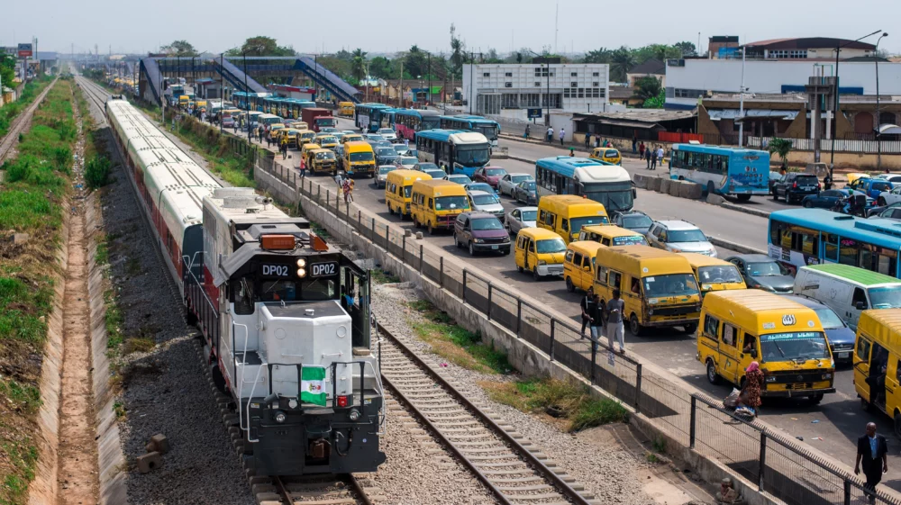 A train departs the Ikeja terminal during the commissioning of the Red Line rail Mass transit in Lagos on Thursday, February 29, 2024.