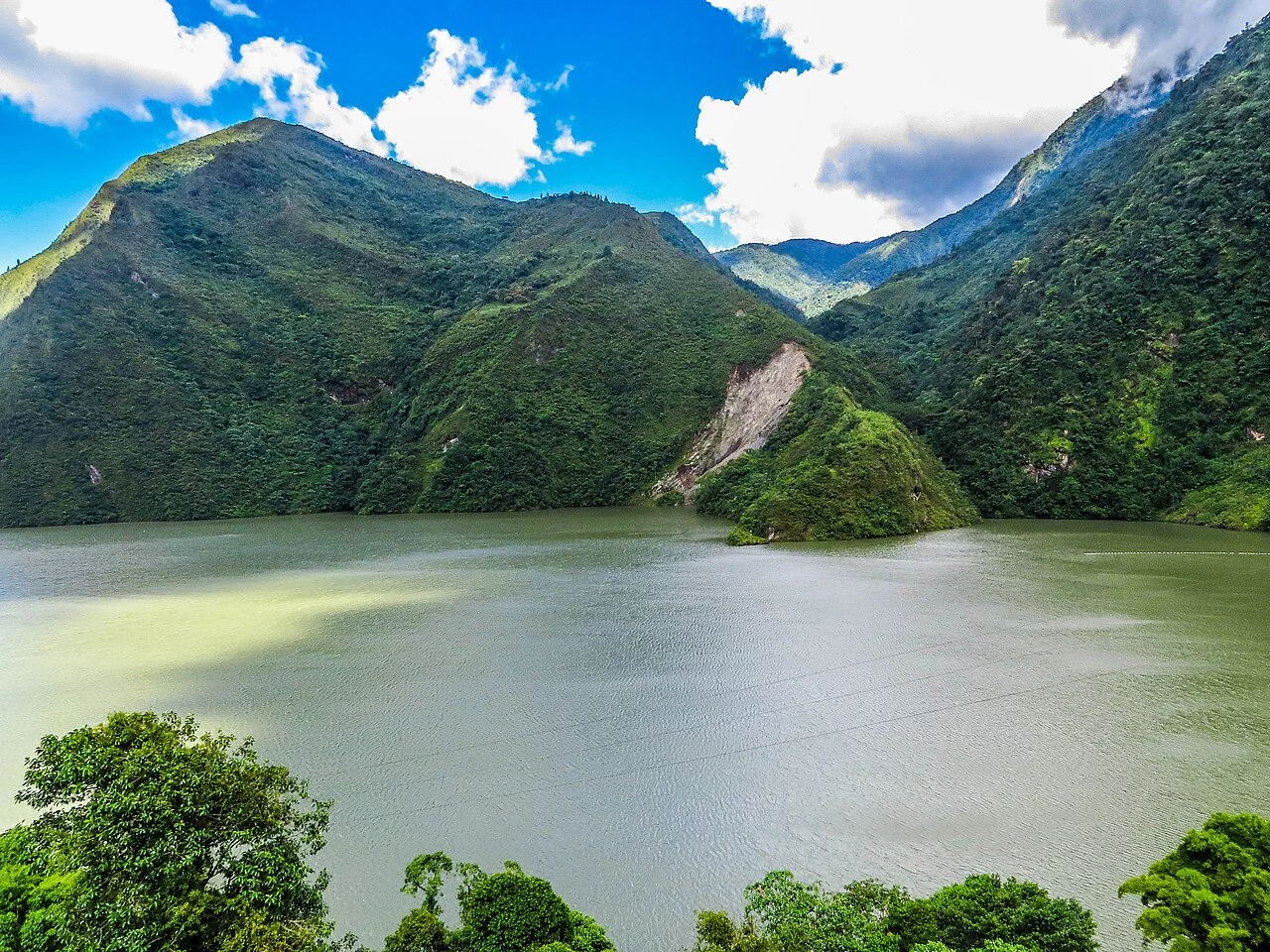 landscape of mountains and lake