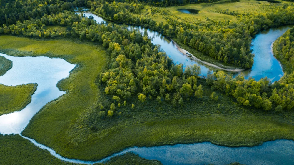 This image was captured with a drone in a place called Straumbu, Norway.
