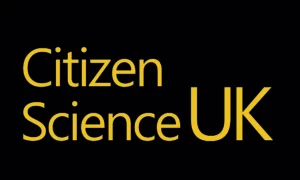 Citizen Science UK logo: Citizen Science UK in yellow text on black background
