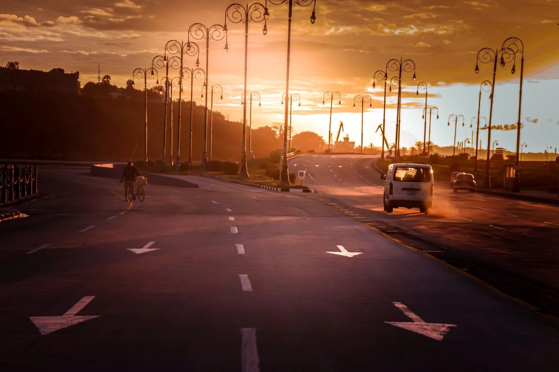Sunset on an empty road