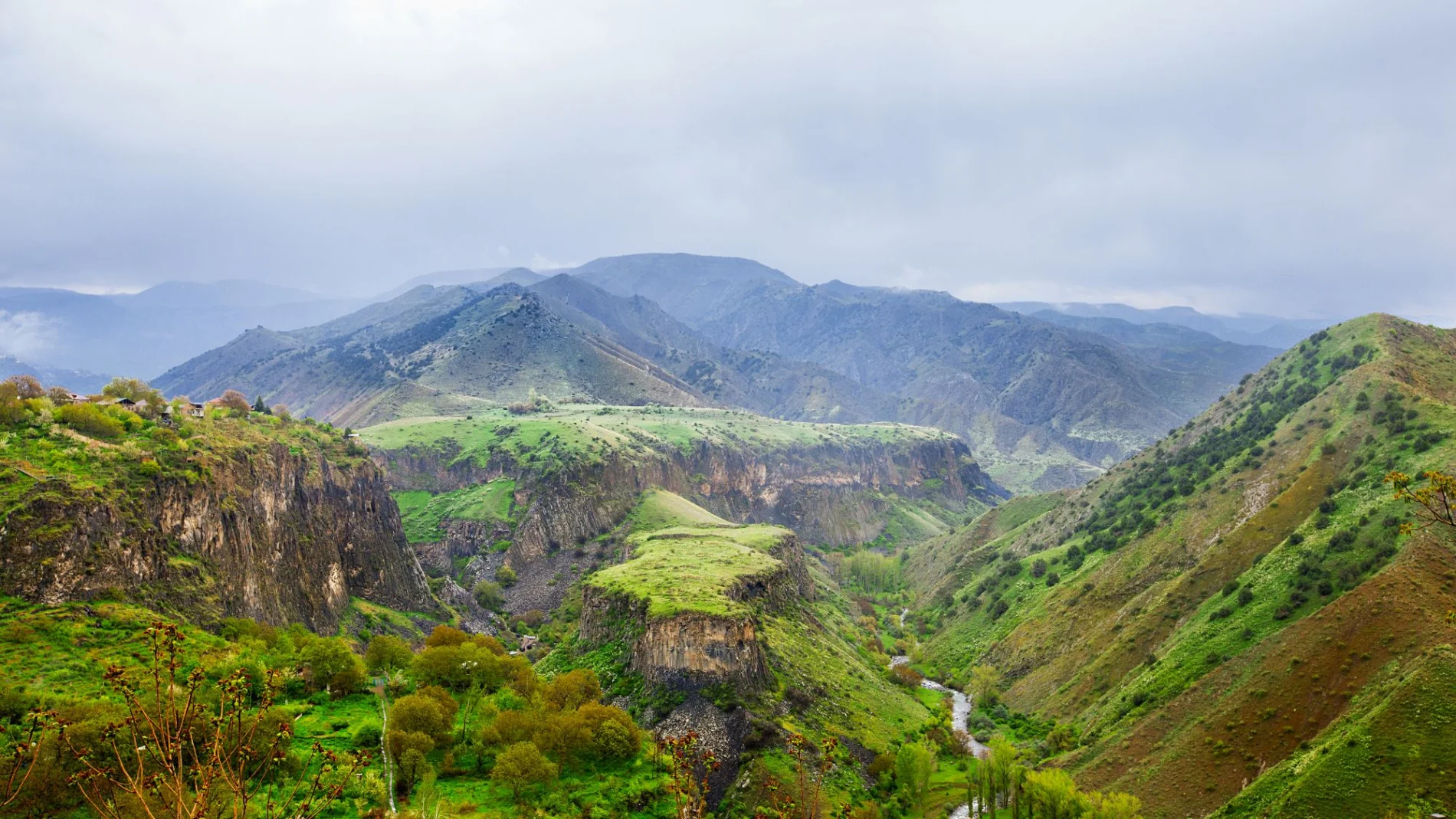 Mountain landscape of Garni River Gorge in Armenia