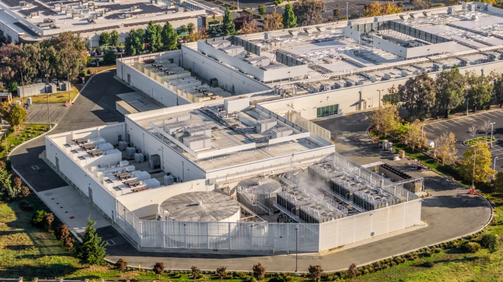 Aerial view of a data centre in Newark, California, in the state's San Francisco Bay area.